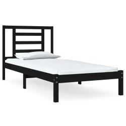 vidaXL Estructura de cama individual madera maciza negra 90x190 cm