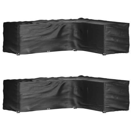 vidaXL Fundas muebles jardín forma de L 2 uds 18 ojales 285x220x80 cm