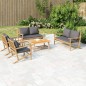 vidaXL Set de muebles de jardín 5 piezas bambú con cojines gris oscuro vidaXL Set de muebles de jardín 5 piezas bambú con cojines gris oscuro