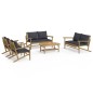 vidaXL Set de muebles de jardín 5 piezas bambú con cojines gris oscuro vidaXL Set de muebles de jardín 5 piezas bambú con cojines gris oscuro