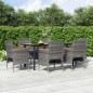 vidaXL Juego de comedor de jardín 7 piezas con cojines gris y negro vidaXL Juego de comedor de jardín 7 piezas con cojines gris y negro