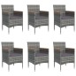 vidaXL Juego de comedor de jardín 7 piezas con cojines gris y negro vidaXL Juego de comedor de jardín 7 piezas con cojines gris y negro