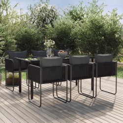 vidaXL Juego de comedor para jardín 7 piezas negro 