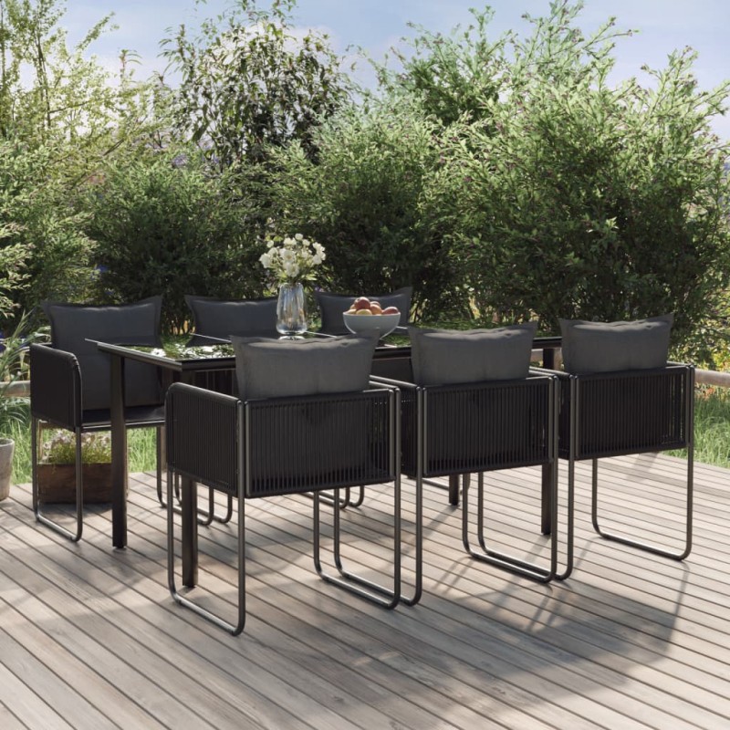 vidaXL Juego de comedor para jardín 7 piezas negro vidaXL Juego de comedor para jardín 7 piezas negro