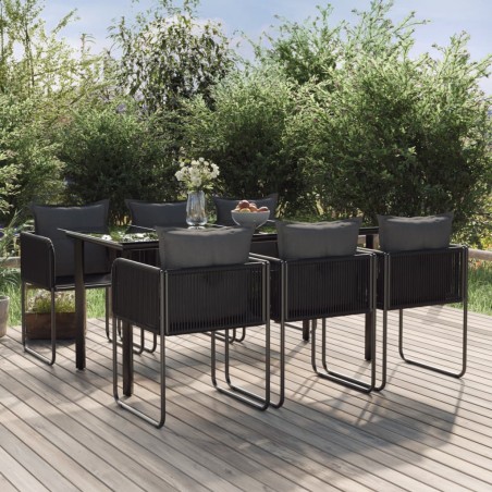vidaXL Juego de comedor para jardín 7 piezas negro 