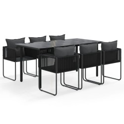 vidaXL Juego de comedor para jardín 7 piezas negro 
