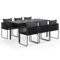 vidaXL Juego de comedor para jardín 7 piezas negro vidaXL Juego de comedor para jardín 7 piezas negro