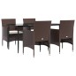 vidaXL Juego de comedor de jardín 5 piezas con cojines marrón y negro vidaXL Juego de comedor de jardín 5 piezas con cojines marrón y negro