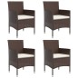 vidaXL Juego de comedor de jardín 5 piezas con cojines marrón y negro vidaXL Juego de comedor de jardín 5 piezas con cojines marrón y negro