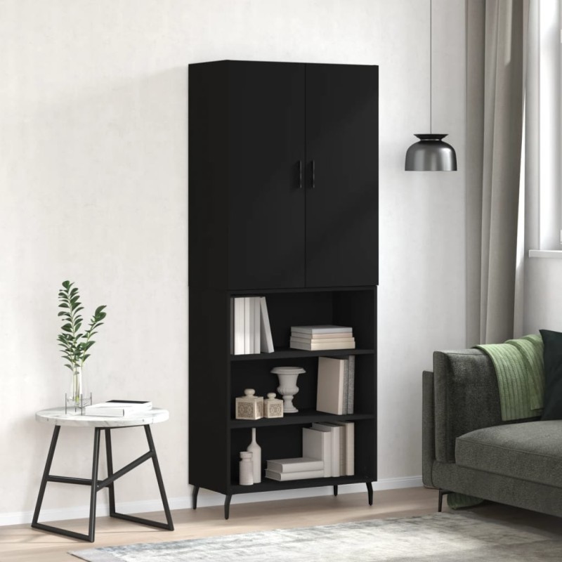 vidaXL Aparador alto madera contrachapada negro 69,5x34x180 cm vidaXL Aparador alto madera contrachapada negro 69,5x34x180 cm
