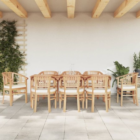 vidaXL Juego de comedor para jardín 9 piezas madera maciza de teca