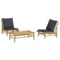 vidaXL Set de muebles de jardín 3 piezas bambú con cojines gris oscuro vidaXL Set de muebles de jardín 3 piezas bambú con cojines gris oscuro