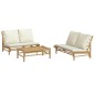 vidaXL Set de muebles de jardín 3 piezas bambú y cojines blanco crema vidaXL Set de muebles de jardín 3 piezas bambú y cojines blanco crema