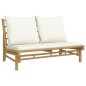 vidaXL Set de muebles de jardín 3 piezas bambú y cojines blanco crema vidaXL Set de muebles de jardín 3 piezas bambú y cojines blanco crema