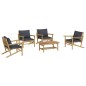 vidaXL Set de muebles de jardín 5 piezas bambú con cojines gris oscuro vidaXL Set de muebles de jardín 5 piezas bambú con cojines gris oscuro