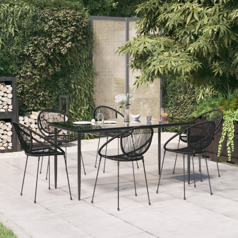 vidaXL Juego de comedor para jardín 7 piezas ratán PVC negro vidaXL Juego de comedor para jardín 7 piezas ratán PVC negro