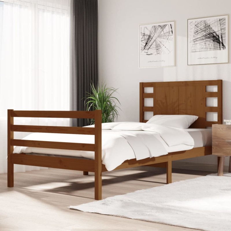 vidaXL Estructura de cama madera maciza pino marrón miel 90x200 cm