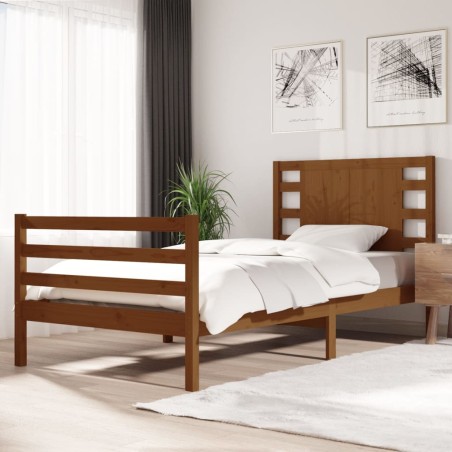 vidaXL Estructura de cama madera maciza pino marrón miel 90x200 cm