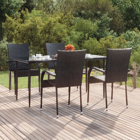 vidaXL Juego de comedor de jardín 5 piezas ratán sintético negro