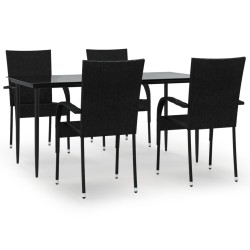vidaXL Juego de comedor de jardín 5 piezas ratán sintético negro