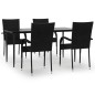 vidaXL Juego de comedor de jardín 5 piezas ratán sintético negro vidaXL Juego de comedor de jardín 5 piezas ratán sintético negro
