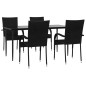vidaXL Juego de comedor de jardín 5 piezas ratán sintético negro vidaXL Juego de comedor de jardín 5 piezas ratán sintético negro