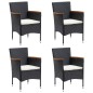 vidaXL Juego de comedor de jardín 5 piezas con cojines negro