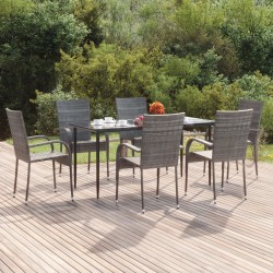 vidaXL Juego de comedor de jardín 7 piezas ratán sintético gris