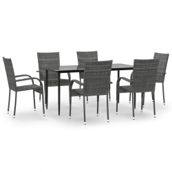 vidaXL Juego de comedor de jardín 7 piezas ratán sintético gris