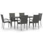 vidaXL Juego de comedor de jardín 7 piezas ratán sintético gris vidaXL Juego de comedor de jardín 7 piezas ratán sintético gris