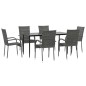 vidaXL Juego de comedor de jardín 7 piezas ratán sintético gris vidaXL Juego de comedor de jardín 7 piezas ratán sintético gris