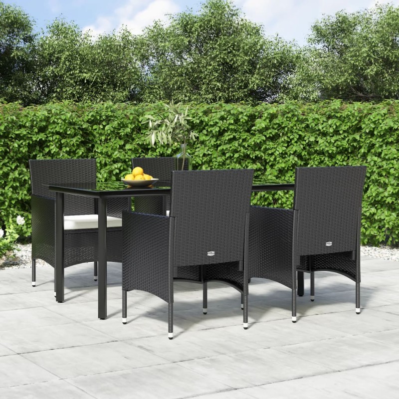 vidaXL Juego de comedor de jardín 5 piezas con cojines negro vidaXL Juego de comedor de jardín 5 piezas con cojines negro