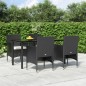 vidaXL Juego de comedor de jardín 5 piezas con cojines negro vidaXL Juego de comedor de jardín 5 piezas con cojines negro
