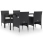 vidaXL Juego de comedor de jardín 5 piezas con cojines negro vidaXL Juego de comedor de jardín 5 piezas con cojines negro