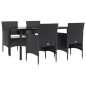 vidaXL Juego de comedor de jardín 5 piezas con cojines negro vidaXL Juego de comedor de jardín 5 piezas con cojines negro