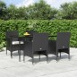 vidaXL Juego de comedor de jardín 5 piezas con cojines negro vidaXL Juego de comedor de jardín 5 piezas con cojines negro