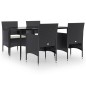 vidaXL Juego de comedor de jardín 5 piezas con cojines negro vidaXL Juego de comedor de jardín 5 piezas con cojines negro