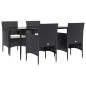 vidaXL Juego de comedor de jardín 5 piezas con cojines negro vidaXL Juego de comedor de jardín 5 piezas con cojines negro