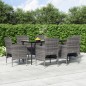 vidaXL Juego de comedor de jardín 7 piezas con cojines gris y negro vidaXL Juego de comedor de jardín 7 piezas con cojines gris y negro