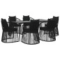 vidaXL Juego de comedor de jardín 7 piezas con cojines ratán PVC negro vidaXL Juego de comedor de jardín 7 piezas con cojines ratán PVC negro