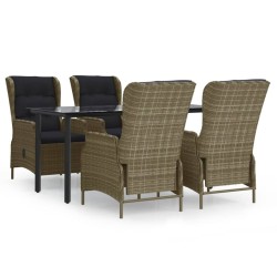 vidaXL Juego de comedor de jardín 5 piezas ratán sintético marrón