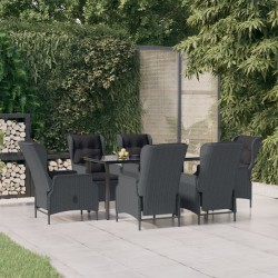 vidaXL Set de comedor para jardín 7 piezas ratán sintético gris oscuro