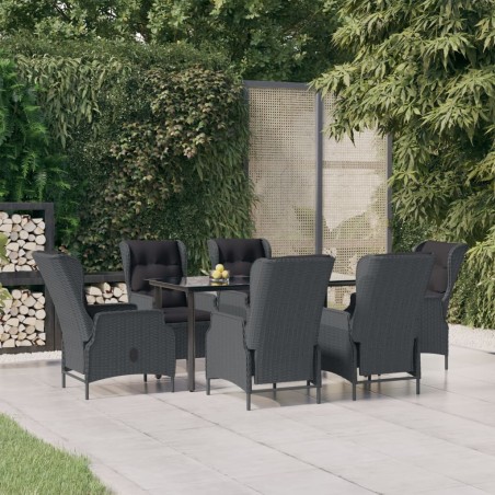 vidaXL Set de comedor para jardín 7 piezas ratán sintético gris oscuro