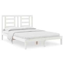 vidaXL Estructura de cama de madera maciza de pino blanco 140x190 cm