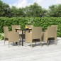vidaXL Juego de comedor de jardín 7 piezas con cojines beige y negro vidaXL Juego de comedor de jardín 7 piezas con cojines beige y negro