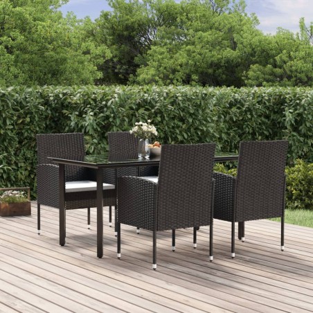 vidaXL Set de muebles jardín 5 pzas con cojines ratán sintético negro