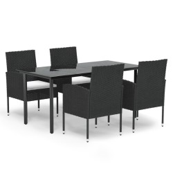 vidaXL Set de muebles jardín 5 pzas con cojines ratán sintético negro