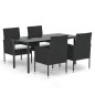 vidaXL Set de muebles jardín 5 pzas con cojines ratán sintético negro vidaXL Set de muebles jardín 5 pzas con cojines ratán sintético negro