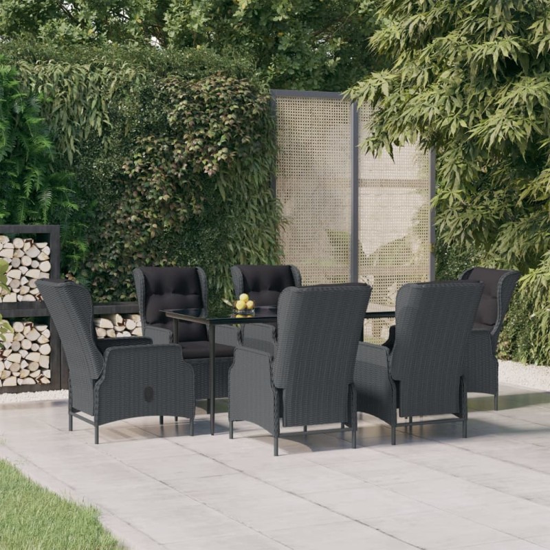 vidaXL Set de comedor para jardín 7 piezas ratán sintético gris oscuro vidaXL Set de comedor para jardín 7 piezas ratán sintético gris oscuro