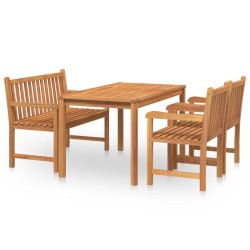 vidaXL Juego de comedor de jardín 4 piezas madera maciza de teca